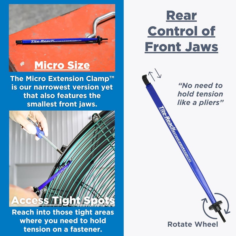 TITE-REACH Original Micro Extension Clamp, Thinnest Version, Mini-Vise Tool, Nut & Bolt Holder, Made for Tight Spaces - Image 3